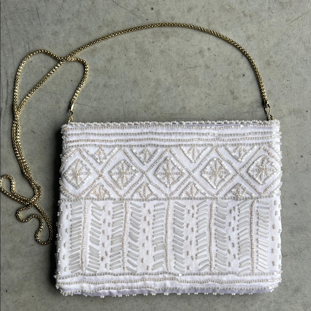 Vintage Silk Beaded Evening Chain Strap Formal Bag ®️